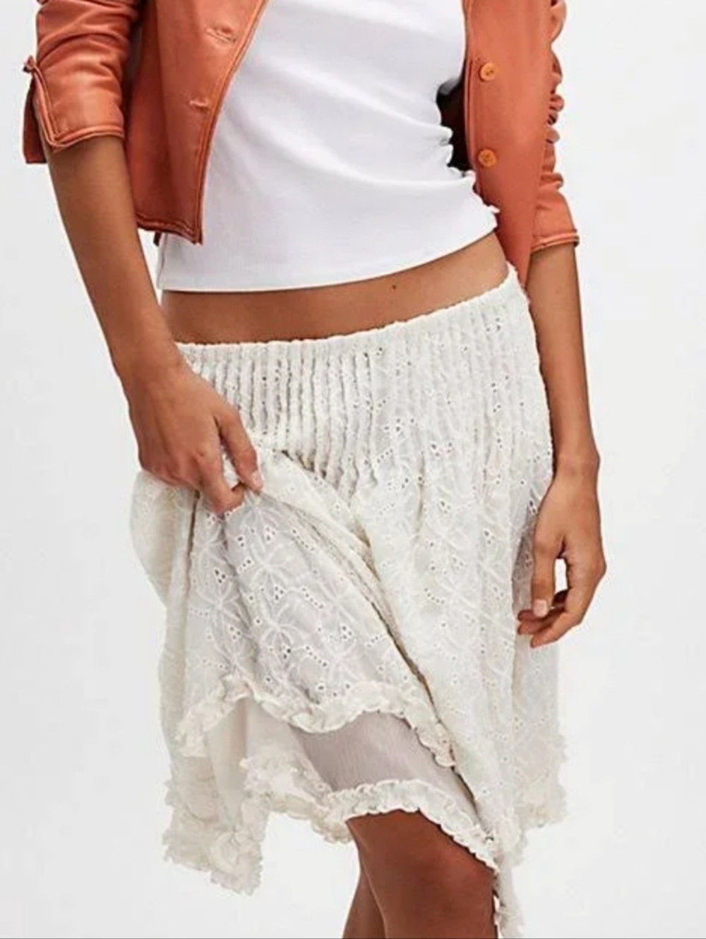 NWT Free People Sanderson Tiered Eyelet And Lace Skirt. Small - Picture 2 of 12